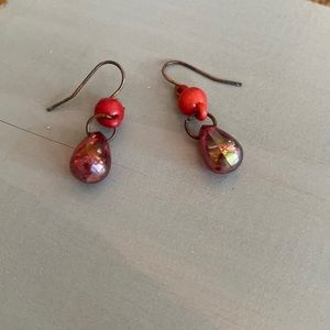 Red & Purple Stone Earrings